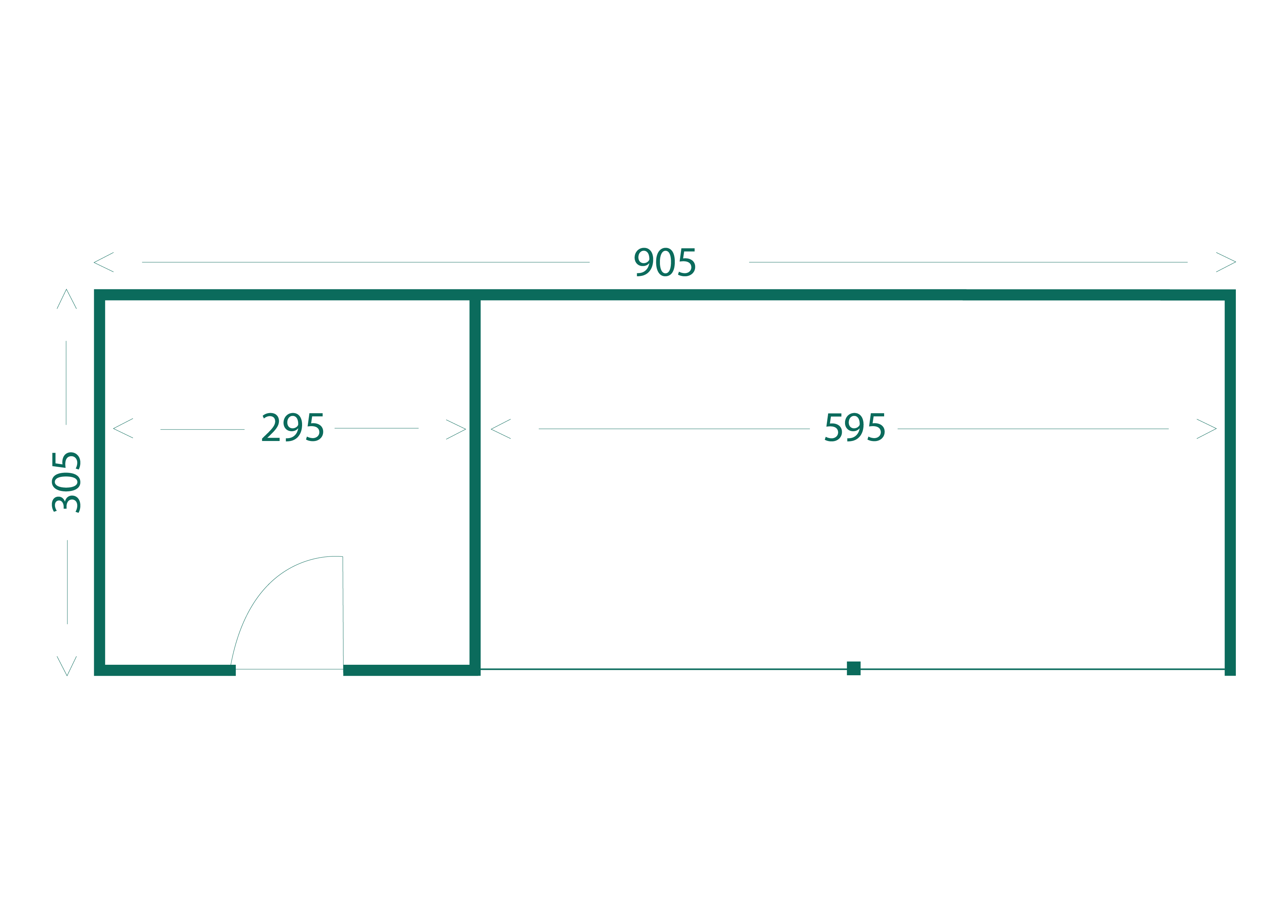 Plattegrond Xenia — 305 × 905 cm